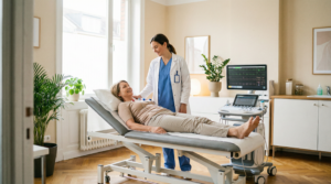 神戸市灘区 おおや内科での心電図検査の様子