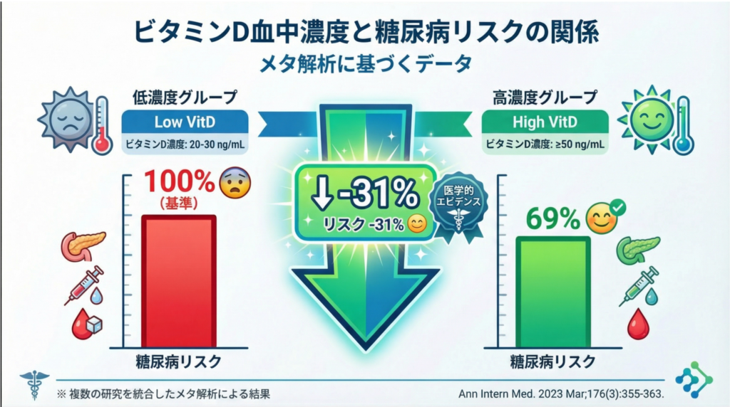 ビタミンD血中濃度と糖尿病リスクの関係　神戸市灘区　おおや内科